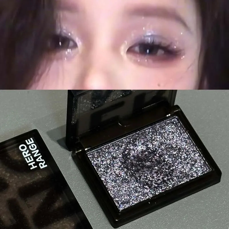 Punk Metallic Glitter Eyeshadow Mousse Matte Shimmer Highlight Pressed Pigments Dark Smoky Purple Pearlescent Eyeshadow Palette
