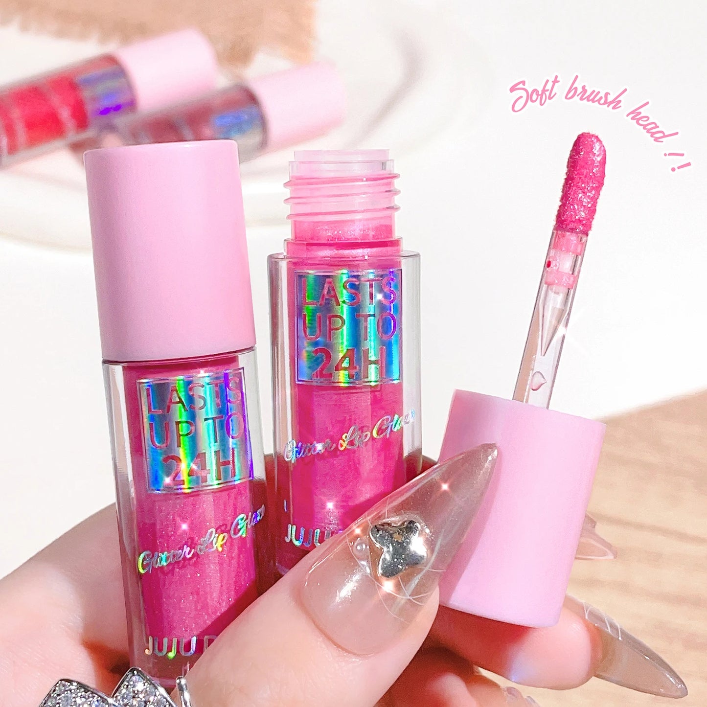 Christmas color-changing shiny lip gloss, long-lasting moisturizing non-stick cup, plump lips cosmetic lip glaze lipstick