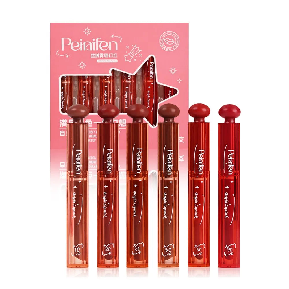 6-Lasting Stick Waterproof Lip Cover - Long Glossy Lipstick with Transparent Surface - Perfect Christmas Gift for Her