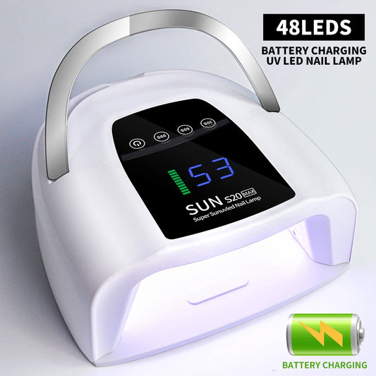 Rechargeable UV LED Nail Art Lamp for Cure Gel Nail Polish 48LEDS Nail Dryer with Motion Sensing Professional Nail Art Tool