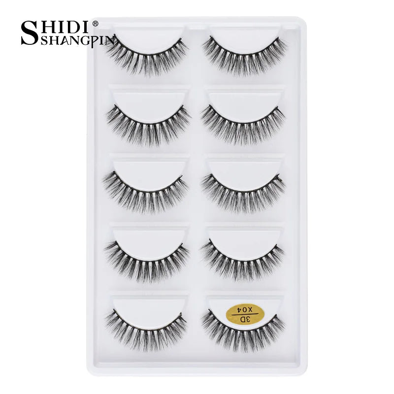 3D Faux Mink Lashes X05 Fluffy Wispy False Eyelashes 5Pairs Reusable Soft Volume Eyelashes Natural Look for Daily & Party Makeup