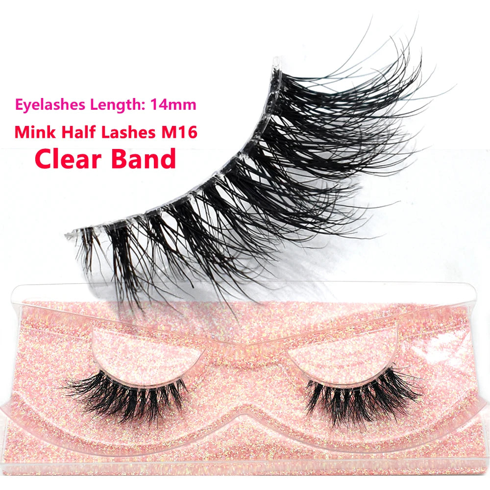Half Eye Lashes Natural 3D Mink Short False Eyelashes Fluffy Wispy Cross Strip Fake Lashes Soft Half Eyelashes Extension Makeup