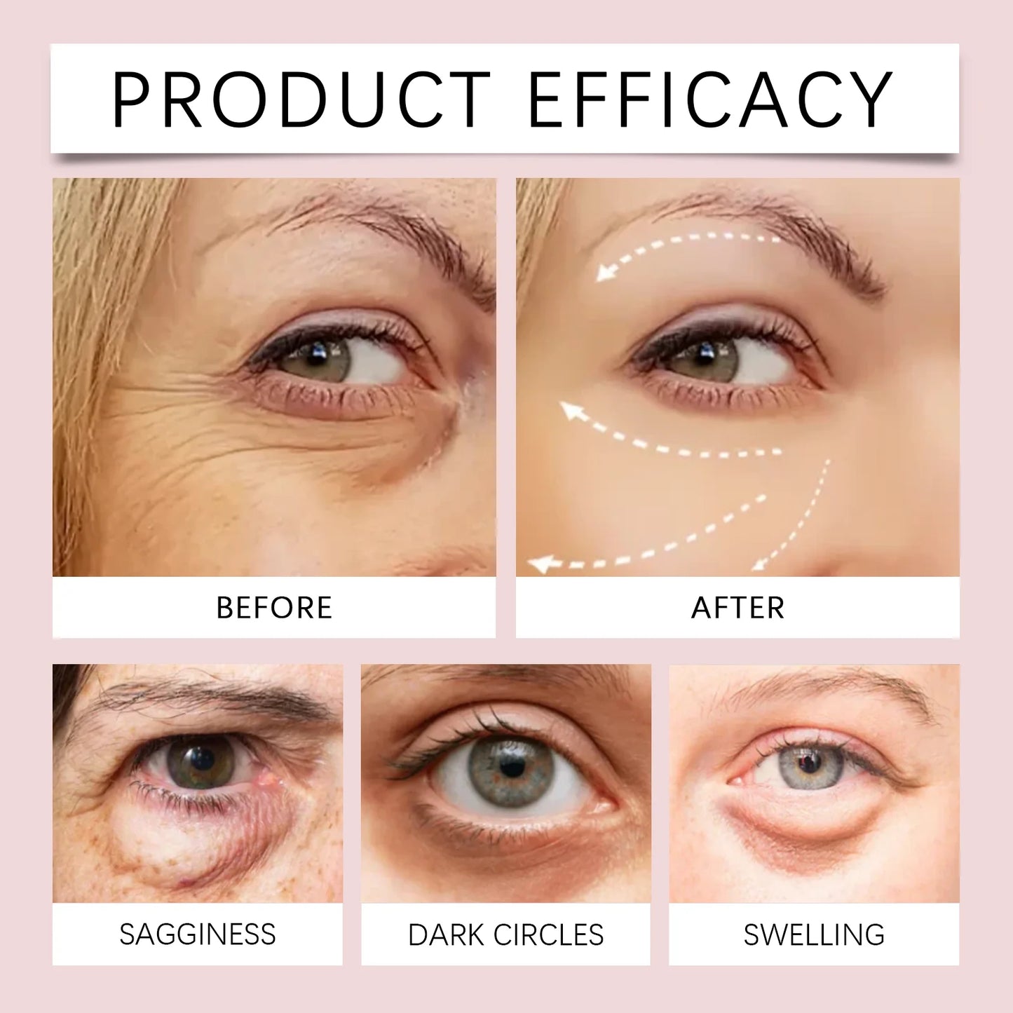 OUHOE Eye Cream Stick, Hyaluronic Acid, Tocopherol, Glycerin, Eye Area, Tightening and Moisturizing, 3.00g
