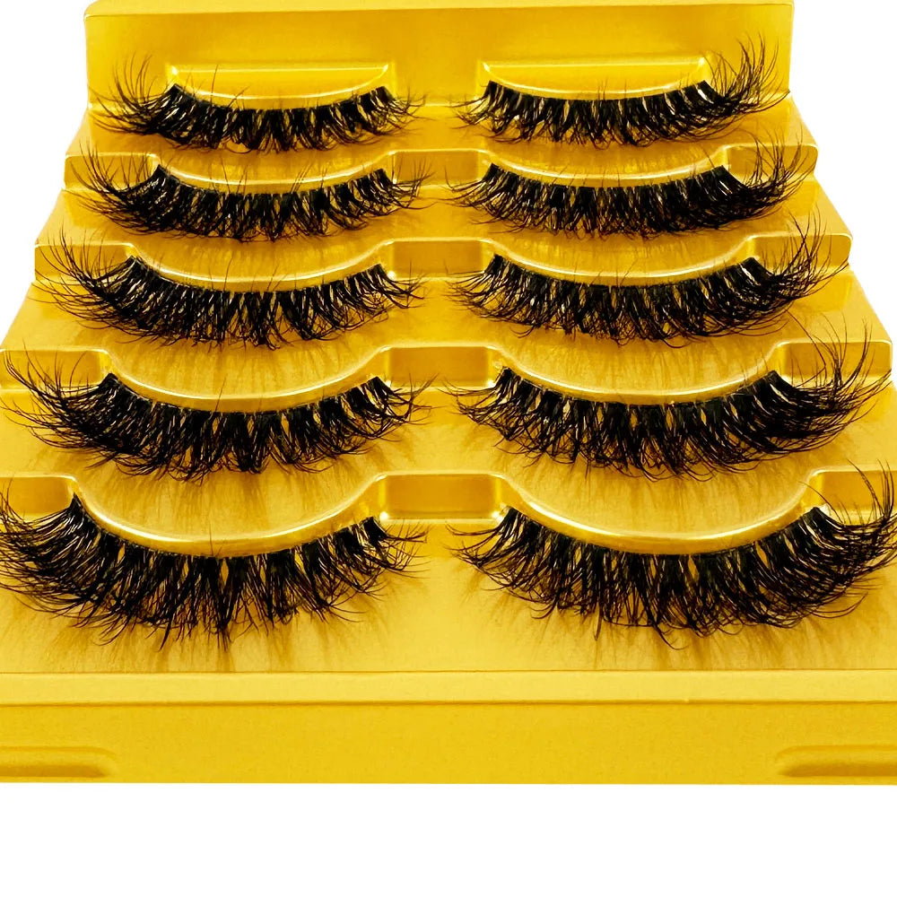 5pairs Mink Eyelashes Invisible Band Lash Extension Natural False Eyelashes Cross Cluster Fairy 3D Faux Big Eye Long Fake Lashes