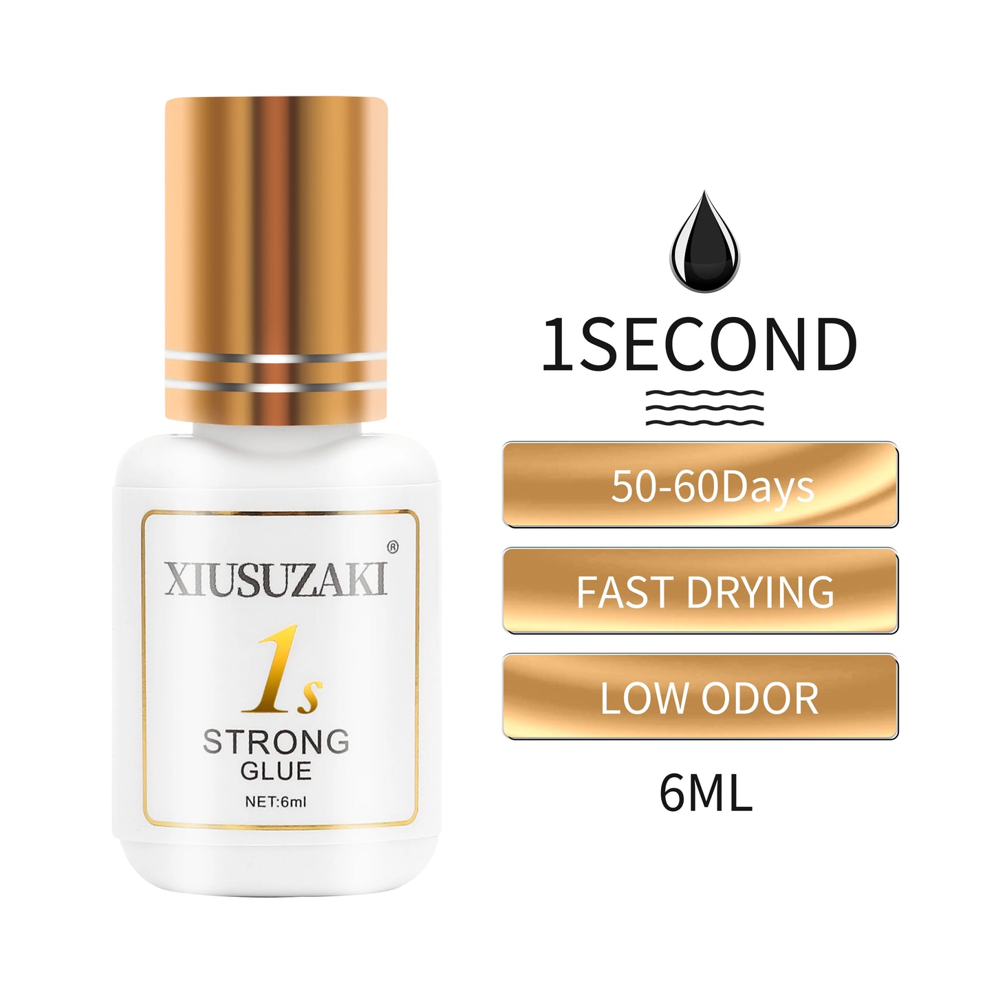 XIUSUZAKI 6ml False Eyelash Extensions Glue 0.5s 1s Fast Drying Black Transparent Lash Adhesive Glue Low Irritation Eyelash Glue