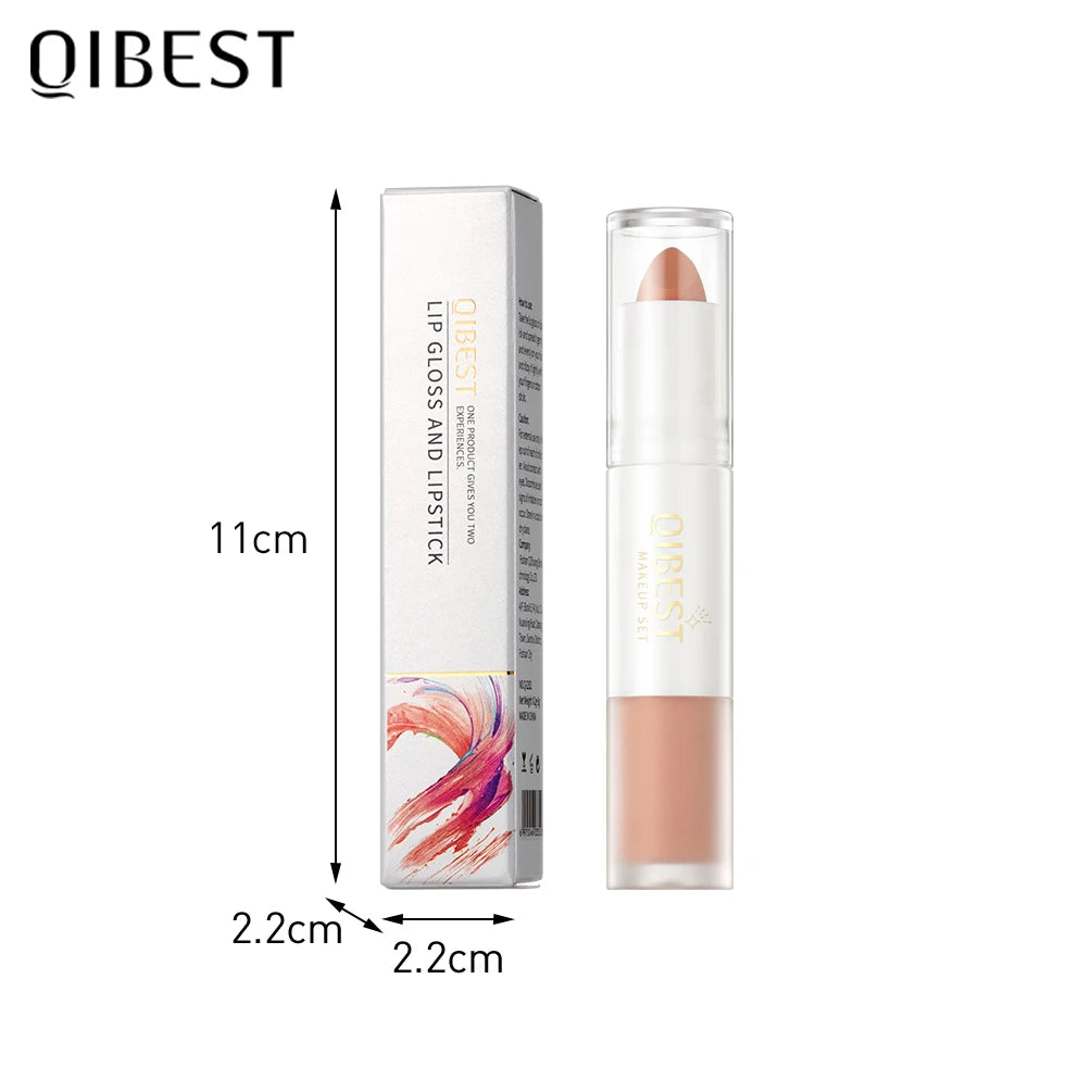 QIBEST 10 Colors 2 in 1 Matte Lipstick Lip Gloss Cosmetics Waterproof Double Head Red Purple Lipstick Long Lasting  Lips Makeup