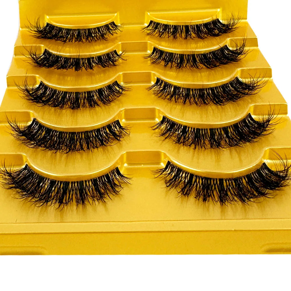 5pairs Mink Eyelashes Invisible Band Lash Extension Natural False Eyelashes Cross Cluster Fairy 3D Faux Big Eye Long Fake Lashes