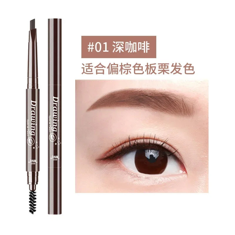 DNM 7-color Option Double-head Triangular Eyebrow Pencil with One Eyebrow Brush Naturally Easy To Color and Draw Brow Pencil