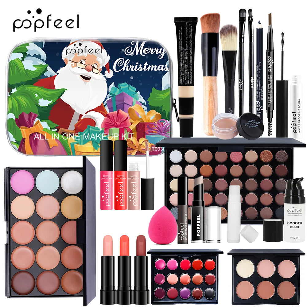 POPFEEL Christmas Makeup Set - Complete Holiday Cosmetic Collection Featuring Eyeshadow, Concealer, and Lipstick，Gift-Giving.