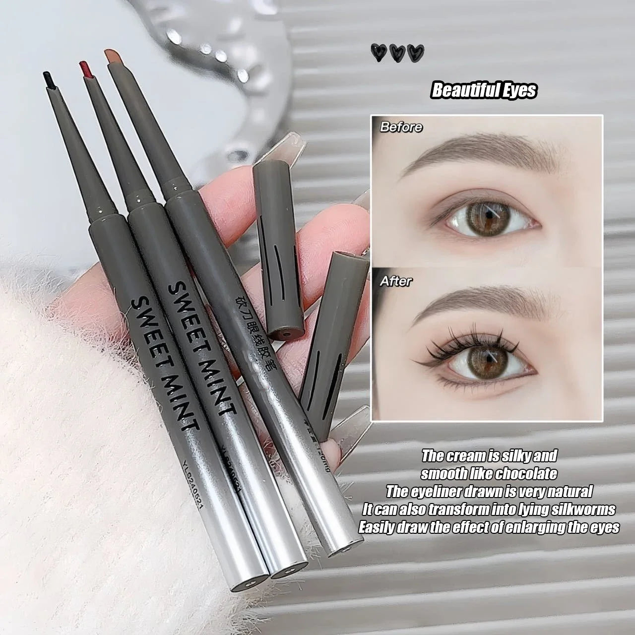 Smooth Eyeliner Gel Pen Matte Lower Eyelid Lying Silkworm Pencil Sweatproof Waterproof No Smudge Inner Eye Liner Stick Makeup