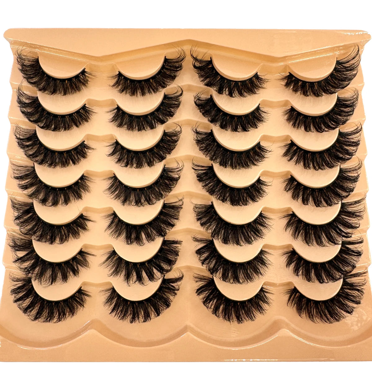 AMSDCN 14 Pairs 3D Lashes Fluffy False Eyelashes Thick Volume Cat-Eye Faux Lashes Natural Long Wispy Lashes Extension Pack