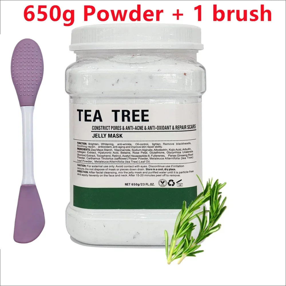 650g Chamomile Hyaluronic Acid Facial Moisturizing Mask Powder with Silicone Brush Increasing Skin Elasticity Rose Jelly Mask