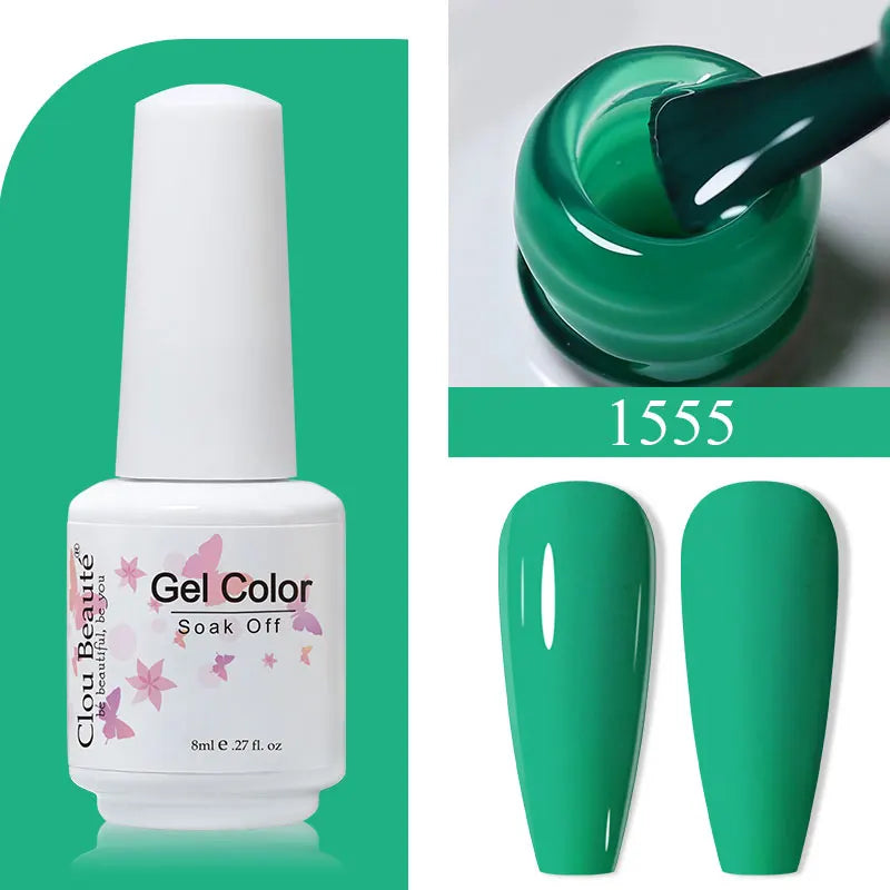 Clou Beaute 8ml Gel Polish Colorful Glitter UV Nail Gel Vernis Semi Permanent Glass Bottle Blue Green White Soak Off Gel Nail