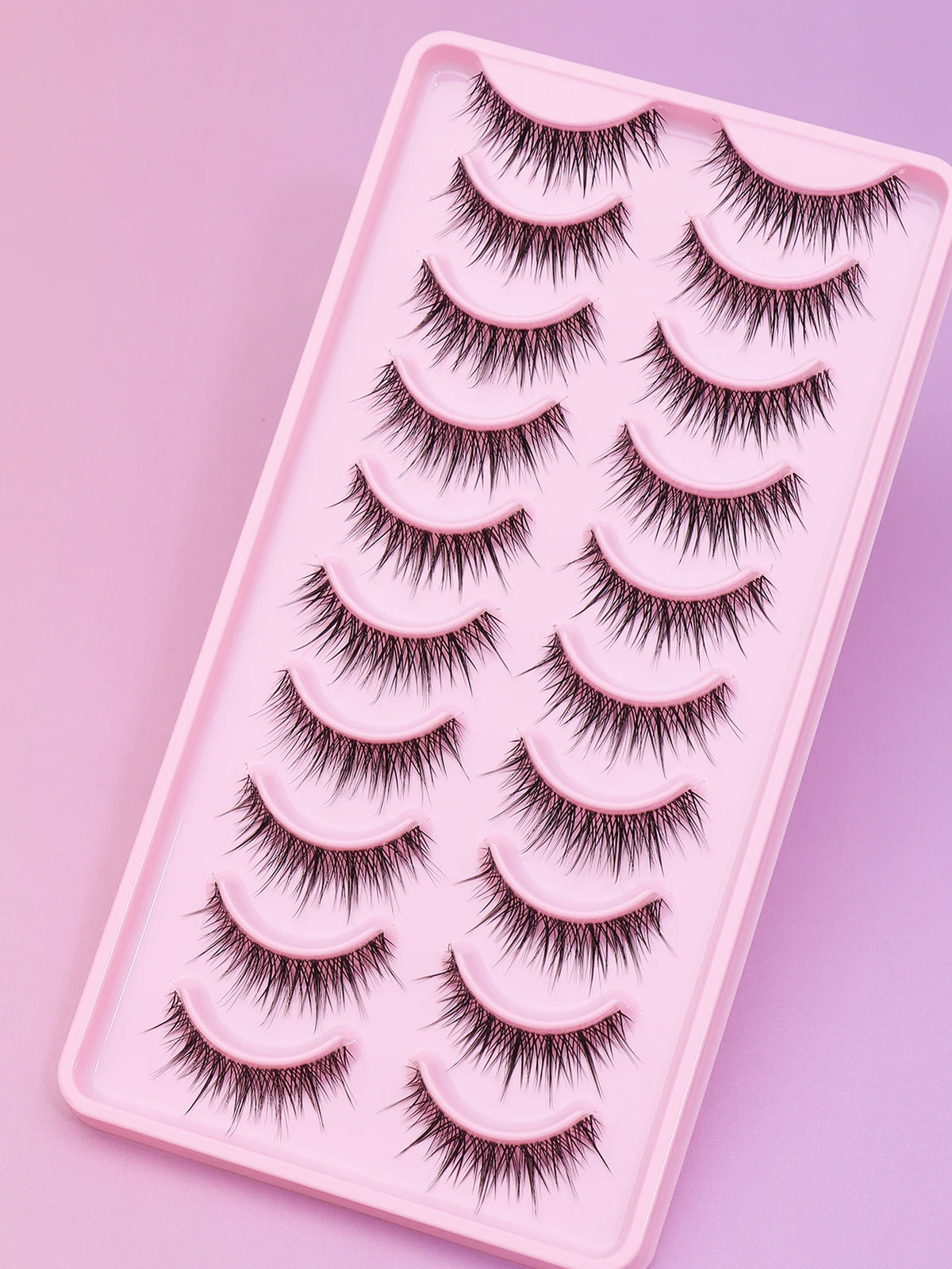 10 Pairs Natural Eye Lashes Faux Mink Eyelashes Winged End Eye Elongated Eyelashes Natural Long Manga Lashes Fake Lashes Makeup