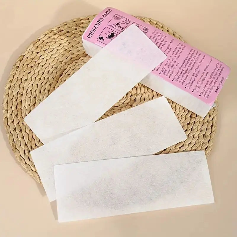 20/100pcs Deluxe Hair Removal Wax Strips Kit - Easy to Use, Disposable, Gentle on Skin, Painless Depilatory Wax Papers for Face