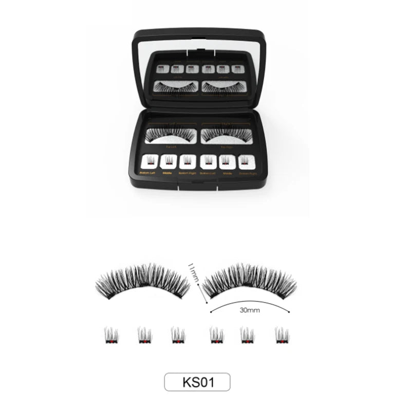 3D 3 Magnetic Eyelashes Natural Soft Reusable Easy To Wear Eyelash Extension Beauty Makeup Tool Fake Mink False Eyelashes
