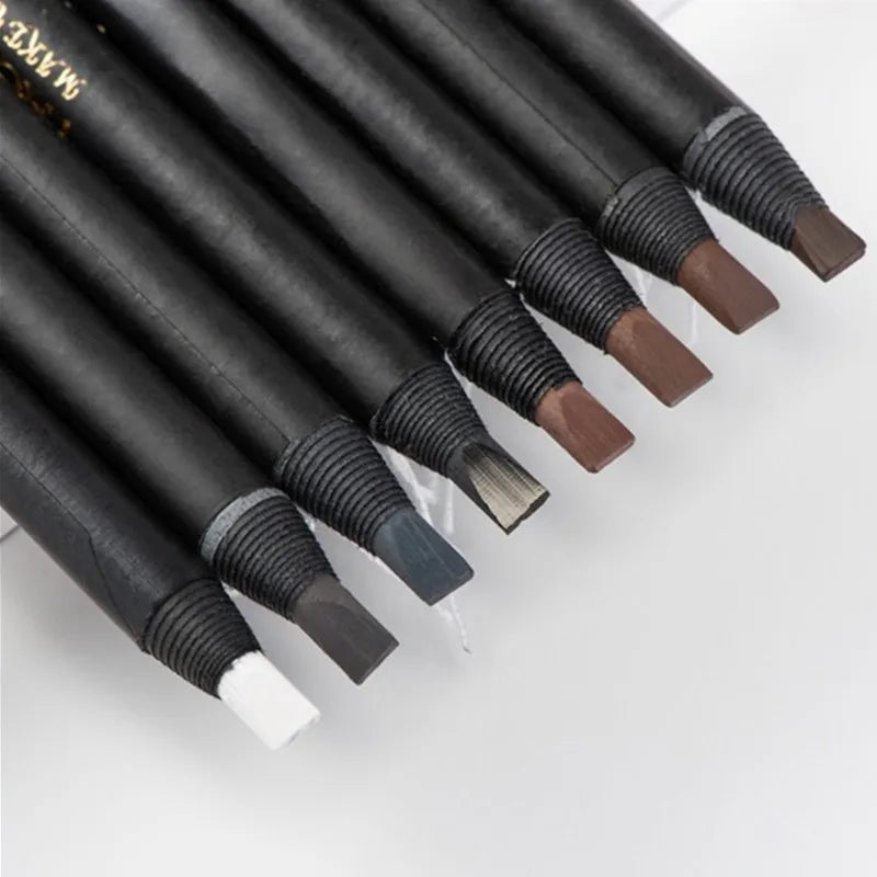 12PCS White Eyebrow Pencil Draw Line Pen Eyeshadow Natural Long-Lasting Brows Tint Waterproof Eye Brow Makeup Beauty Definer
