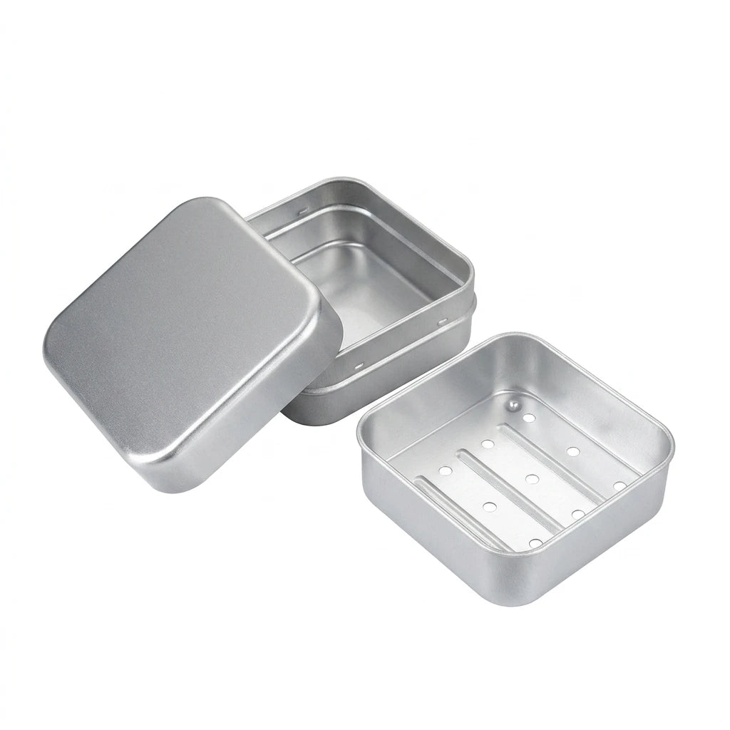Travel Soap Case Aluminum Soap Box Double Layer Draining Holder Portable Rectangular Dish for Camping Hotel Bathroom Gear