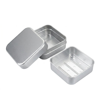 Travel Soap Case Aluminum Soap Box Double Layer Draining Holder Portable Rectangular Dish for Camping Hotel Bathroom Gear