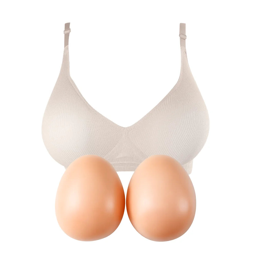 Women's Silicone Fake Boobs Form Underwear 2-In-1 Fake Breasts With Bra For Breast Enlargement Pad Chest Becomes Big