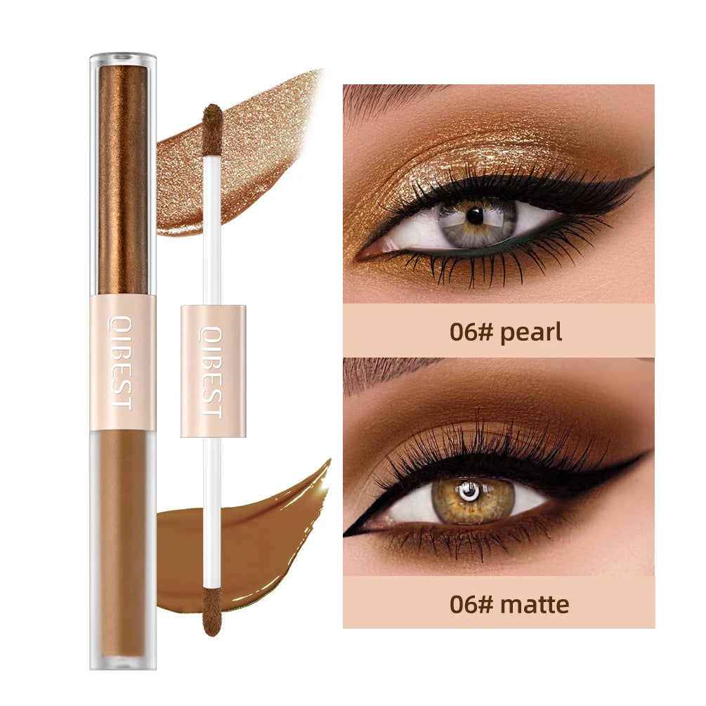 2 In 1 Stick Pearly Matte Eyeshadow Cream Smooth Nude Eye Makeup Liquid Contour Shadow Stick Waterproof Shimmer High Light Pen