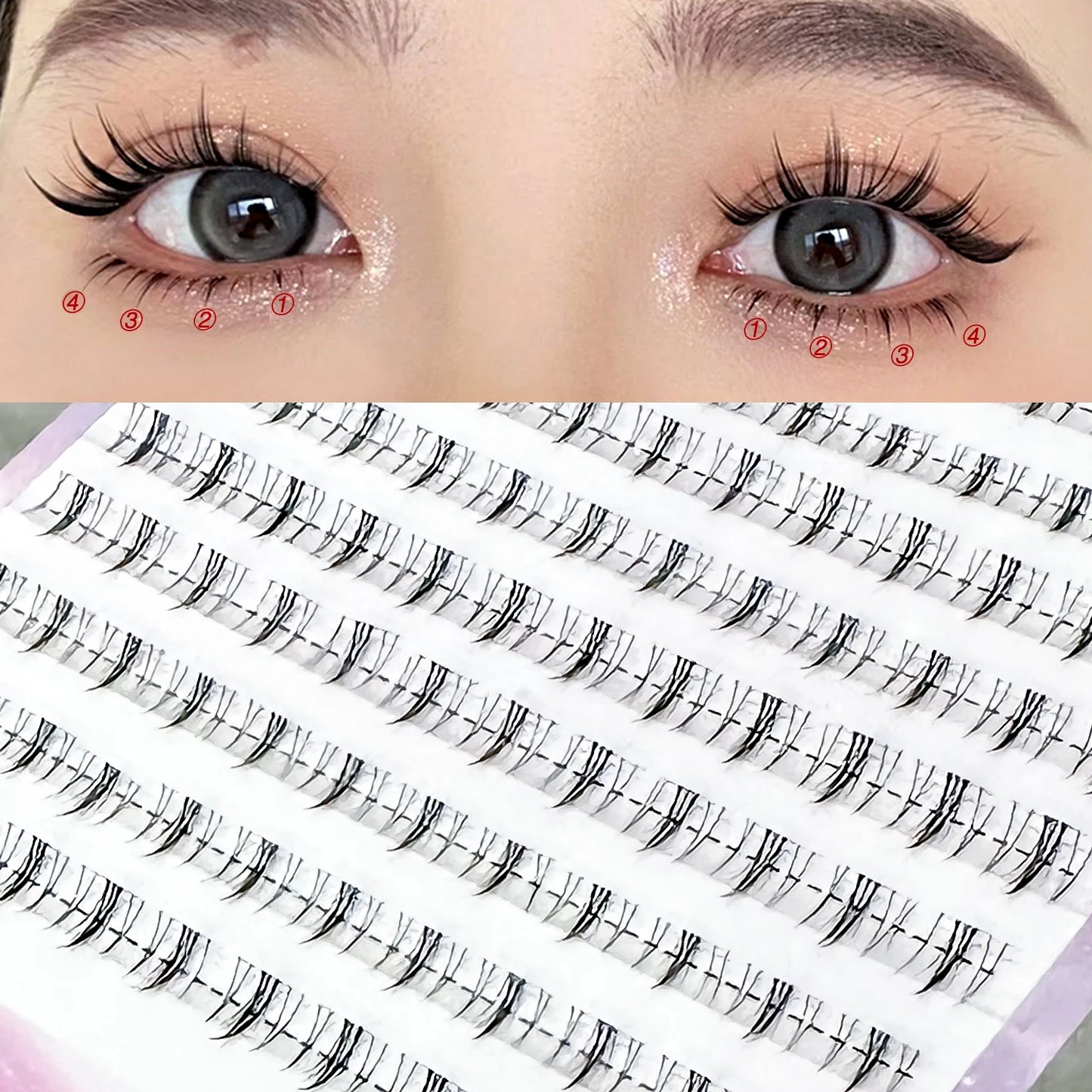 REDSIREN 10Rows Under Eyelash Large Capacity Cluster Lashes Korean Makeup Natural Look Bottom Lashes