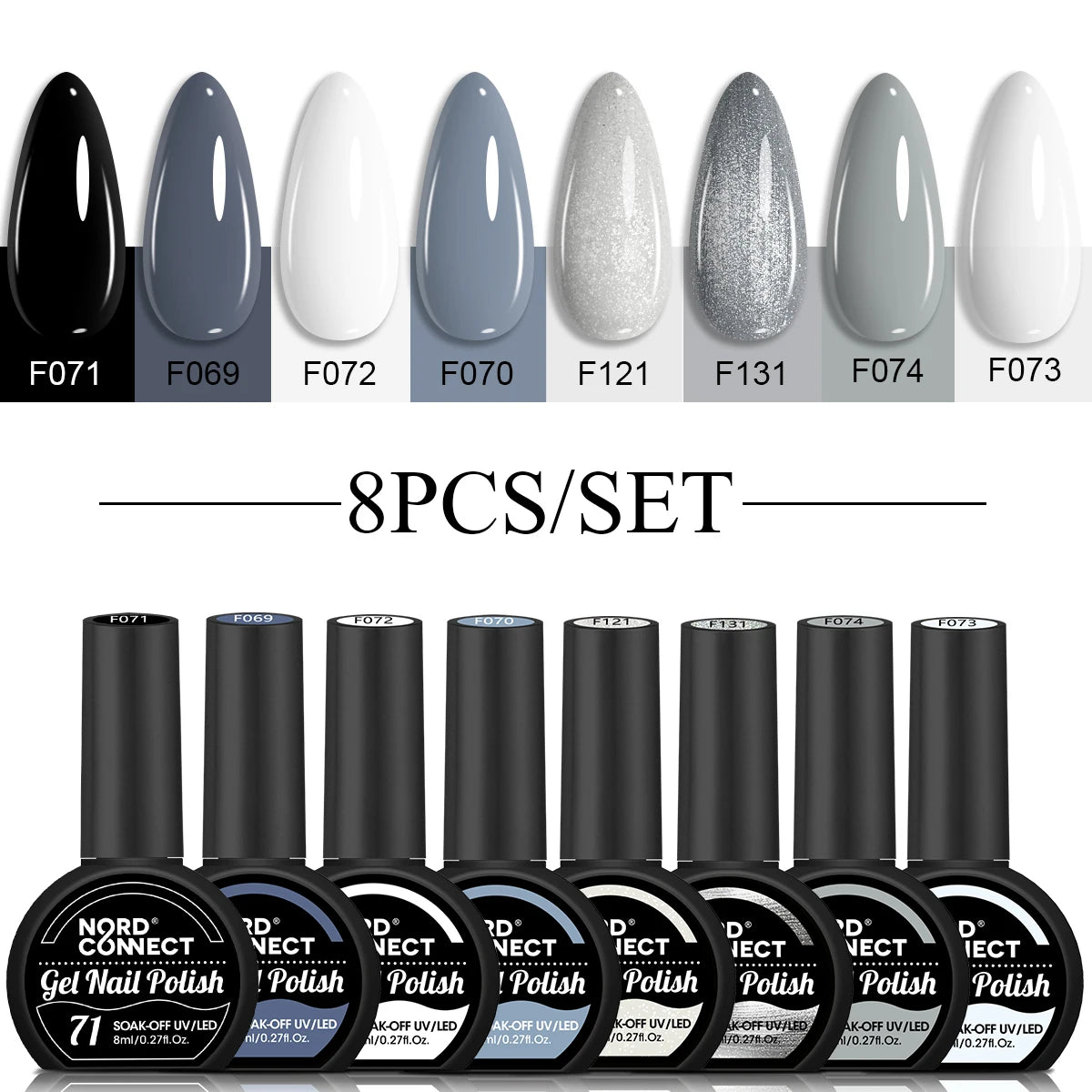 Nail Polish Set 8 Colors 8ml Reflective Magnetic Nail Polish Soak-Off LED Gel Salon Women Manicure Tools Fashion Holographic Man