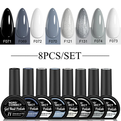 Nail Polish Set 8 Colors 8ml Reflective Magnetic Nail Polish Soak-Off LED Gel Salon Women Manicure Tools Fashion Holographic Man