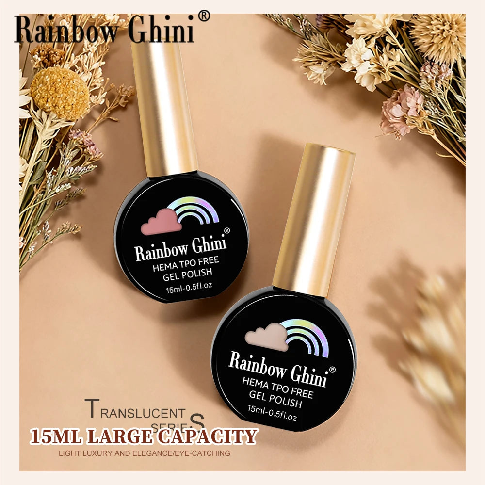 RG 15ml TPO&Hema Free 5Color Nude Jade Fat Gel Nail Polish Translucent UV Gel Polish Long Lasting Professional Nail Art Autumn