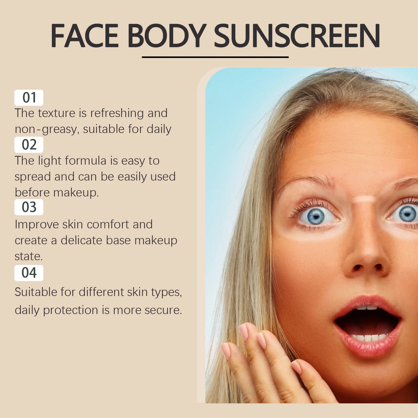 Beef Tallow Sunscreen Spf 50 Anti Sunburn UV Protection Cream Moisturizing Face Body Sunblock Matte Lightweight Non-Greasy ﻿