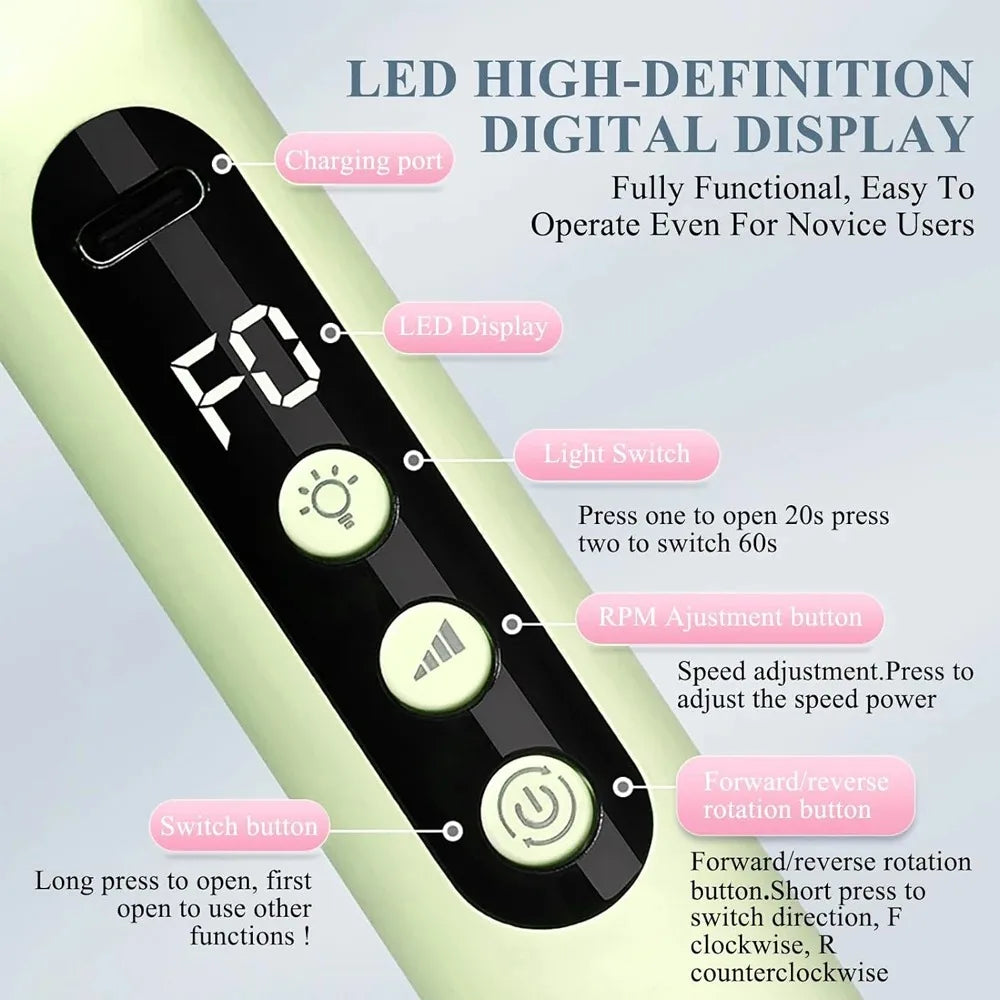Professional 2-in-1 USB Nail Drill & LED Lamp - Cordless Rechargeable Manicure Tool for Home Salon Use, Portable Nail Machine