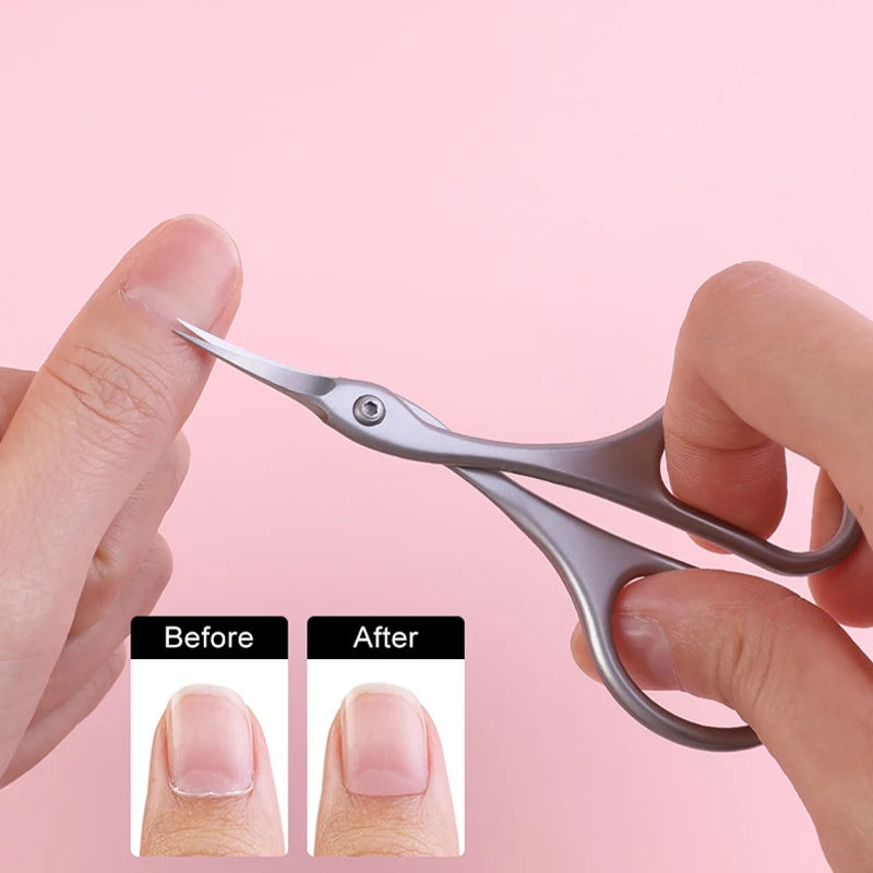 Cuticle Scissors Stainless Steel Curved Blade Scissors Trimming the Fingernails Eyelash Eyebrow Dead Skin Small Nail Scissors