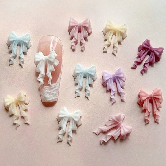 French Ribbons Colorful Resin Cute Bowknot Charm Leopard Print Bow Tie Nail Art Decorations Manicure Tools Accessories Wholesale