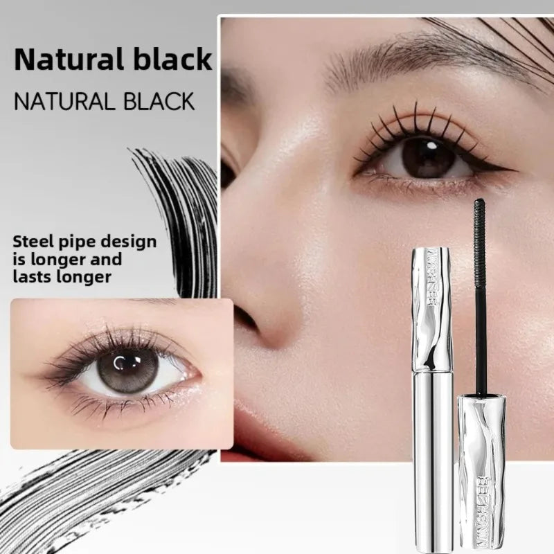 Steel Tube Mascara-Special Spiral Brush Waterproof Long Lasting Silk Fiber Mascara Keep Each Eyelash Curled for Long Time Makeup