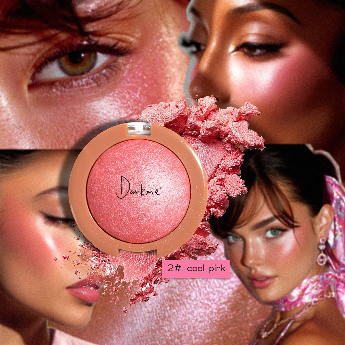 4 Color Highlighter Pearlescent Baked Brightening Blush Powder Cheek Tint Blusher Contour Highlighter Face Shadow Shimmer Rouge