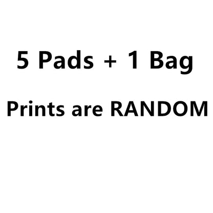 【Sigzagor】5+1 Set Long Panty Liners Cloth Menstrual Pads  RANDOM Prints Bamboo Charcoal Sanitary Washable Reusable Light Flow