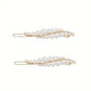 2pcs Elegant Leaf Design Hair Clips – Faux Pearl & Rhinestone Barrettes, Golden-Tone Alloy Hair Accessories for Women,