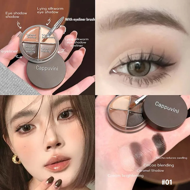 Cappuvini Matte Eyeliner Cream Long-Lasting Waterproof Sweatproof Smudge-Proof Natural Shaping Highlight Brightening Chinese Cos