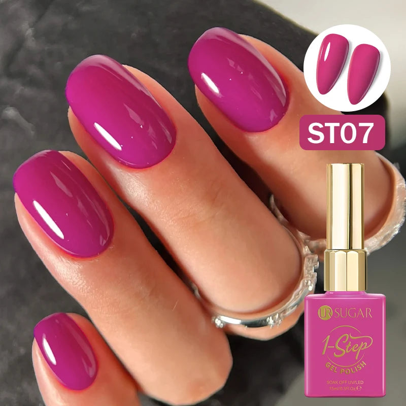 UR SUGAR 15ml 1 Step Gel Polish 3 IN 1 Red Pink Glossy Nail Soak Off LED UV Gel Nail Varnishes No Need Base Gel and Top Coat