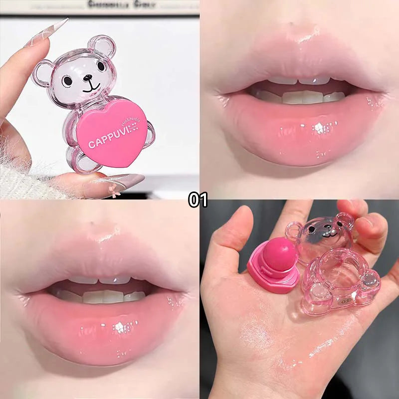 Cappuvini Soft and Cute Bear Lip Balm Moisturizing and Hydrating, Reduces Lip Lines, Non-Greasy, Limited Edition for Christmas and Halloween, Autumn and Winter Lip Care.