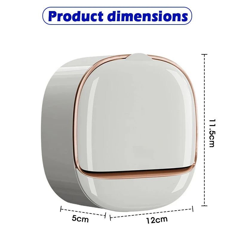 Soap dish with drainage tray, wall-mounted shower holder, keeps bars dry, flip-top waterproof soap holder requiring no drilling