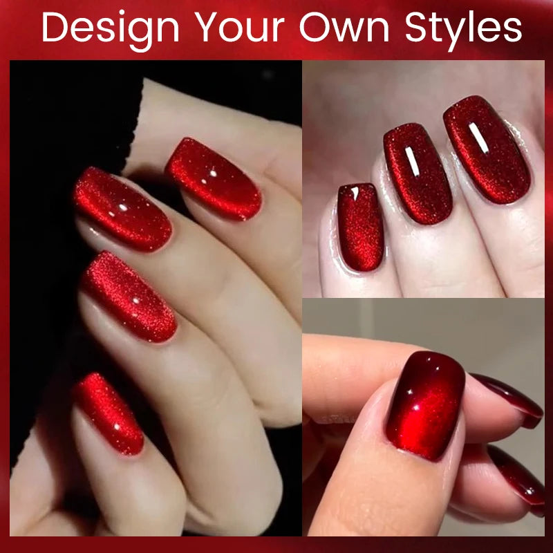 UR SUGAR 15ml 6 Colors Shine Red Winter Christmas Cat Magnetic Gel Nail Polish Sparkling Glitter Semi Permanent Soak Off UV Gel