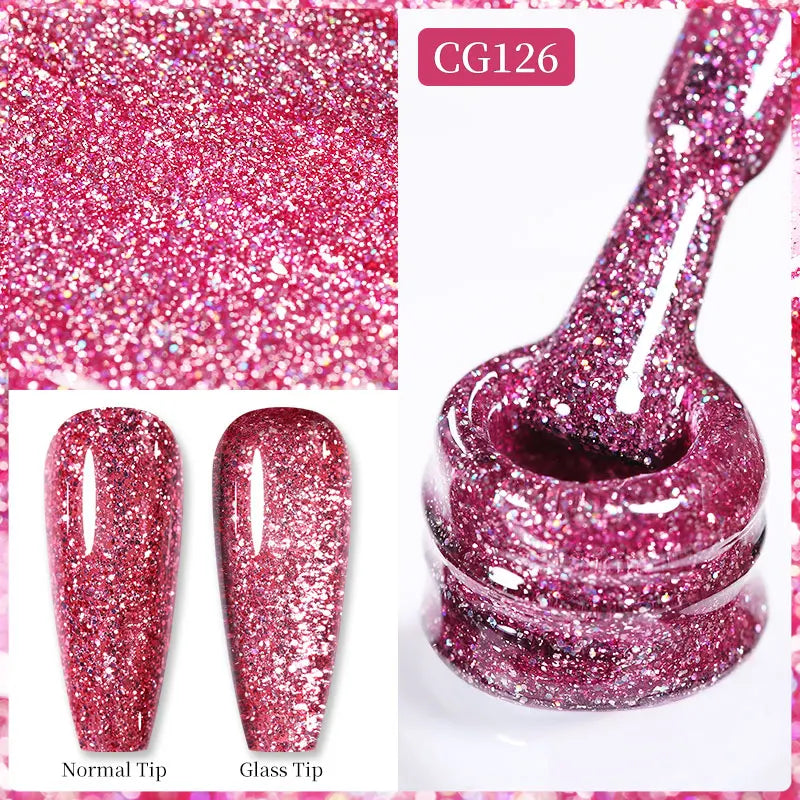 BORN PRETTY 10ml Sparkling Glitter Reflective Gel Nail Polish Sparkly Holo Shiny Pink Silver Black Gel Nail Art Salon Varnish