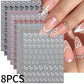 8Pcs 3D French Love Heart Nail Stickers Hollow Sweetheart Nail Decals DIY Valentine's Day Adhesive Sliders Manicure Decorations