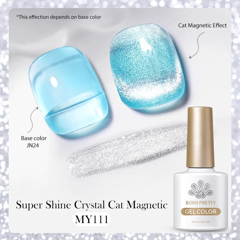 BORN PRETTY 10ml Black Glass Cat Magnetic Gel Nail Polish Punk Style Nail Art Manicure Varnis Semi Permanent Gel for Winter Nail