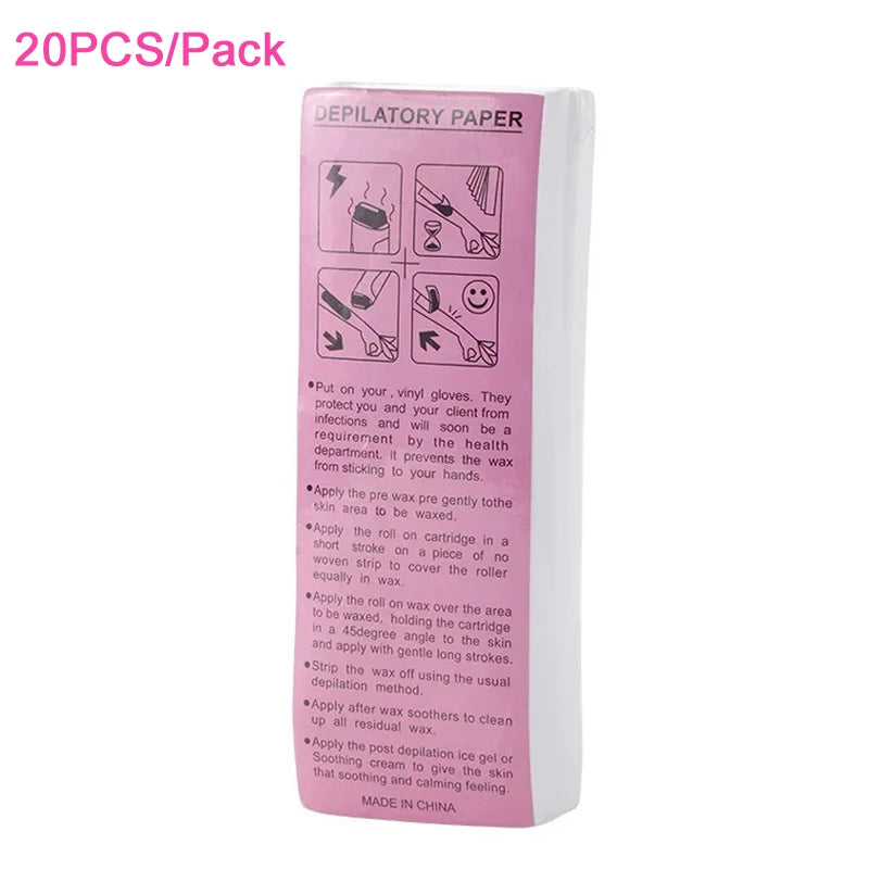 20Pcs/100Pcs Hair Removal Wax Paper Nonwoven Cloth Body Leg Arm Wax Band Hair Removal Epilator Depilation Strip Waxing Tape Roll