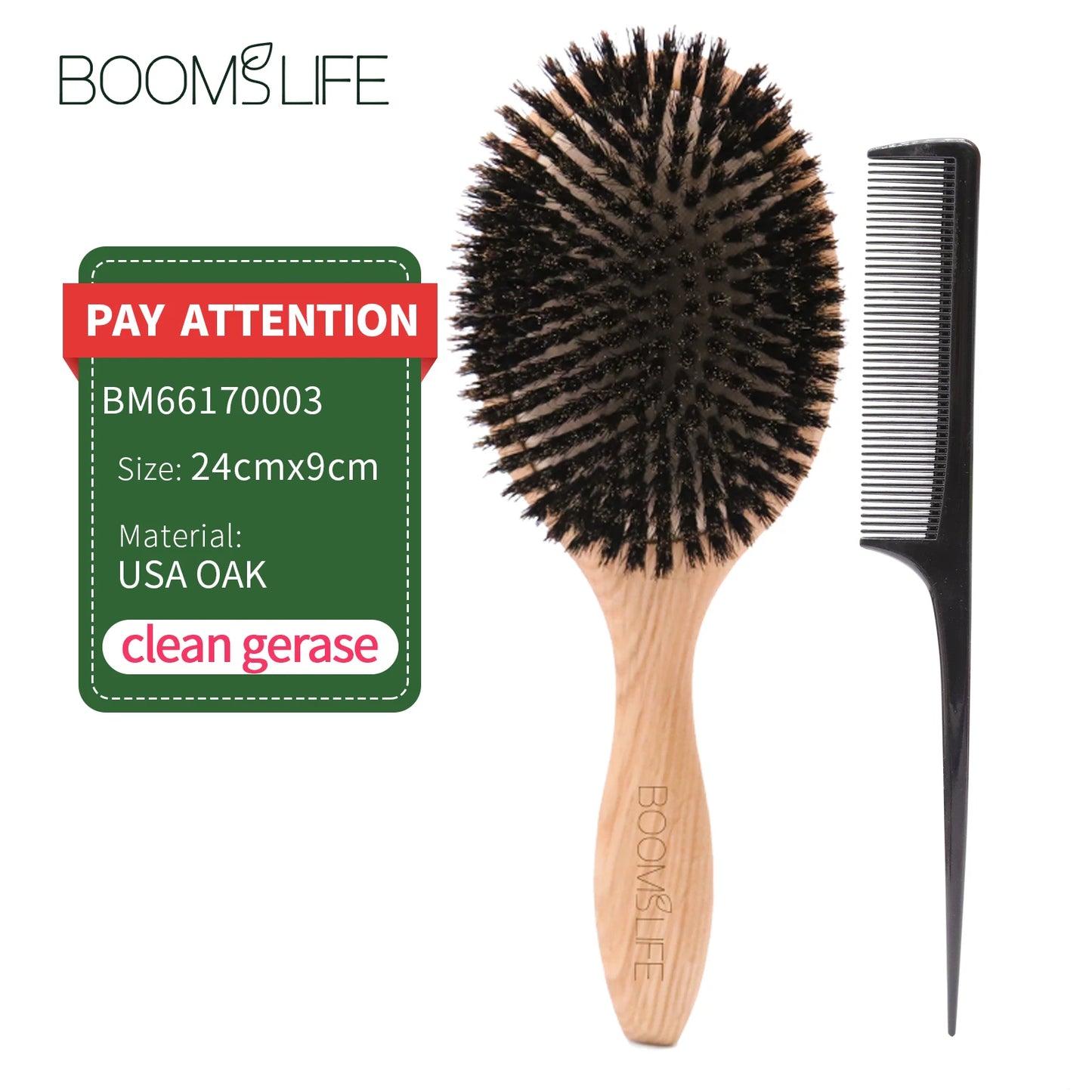 Boar Bristle HairBrush Wood Hair Brush Peine OAK Wood Combs for Women Barber Beauty Care Paddle Scalp Massage Brush