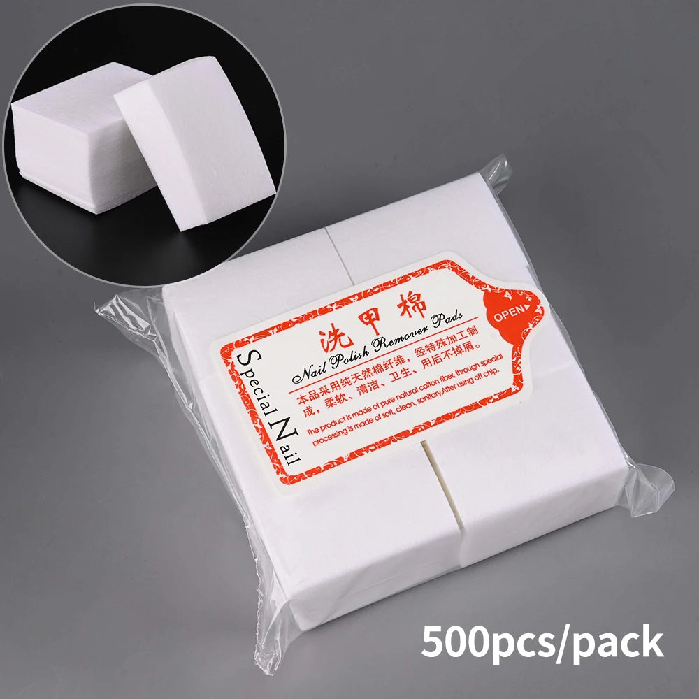 1000/600/500/100pcs Lint-Free Nail Cotton for UV Gel Polish Removal Wipes Paper Pads 100% Cotton Soft Non Woven Nail Cleaner Pad