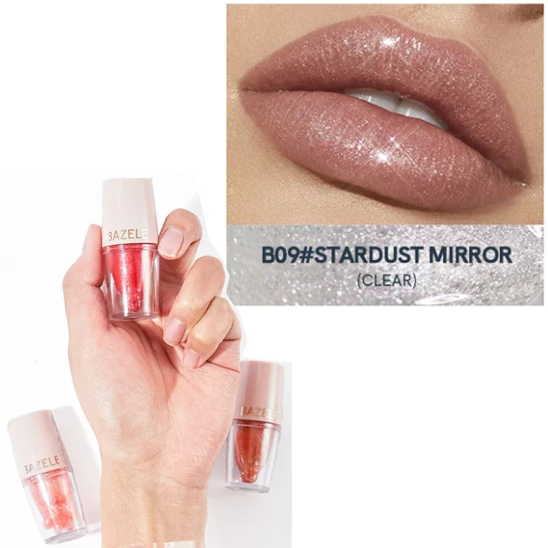 High Quality 14 Color Mirror Pearl Lipstick Lip Gloss Cosmetic Non-stick Cup Moisturizing Shine Glitter LipGloss Lip stick Women