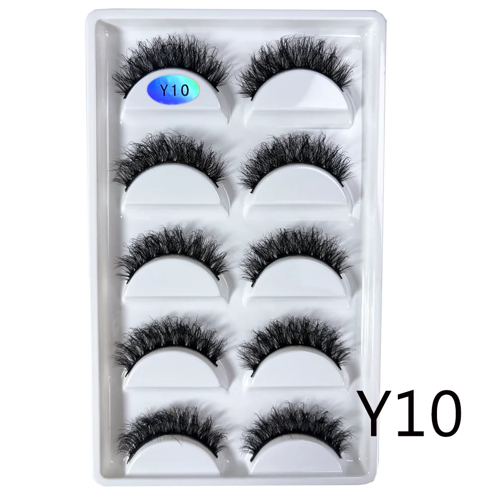 NEW 5 Pairs 3D Y08 Natural Mink False Eyelashes Fluffy Style Makeup Eyelash Fake Eye Lashes Faux Cilios Make Up Beauty Tools